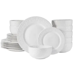 Dinnerware Service For 8|Pfaltzgraff® Textured Charm 24 Piece Dinnerware Set, Service for 8