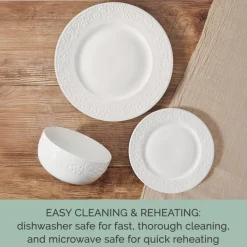 Dinnerware Service For 8|Pfaltzgraff® Textured Charm 24 Piece Dinnerware Set, Service for 8