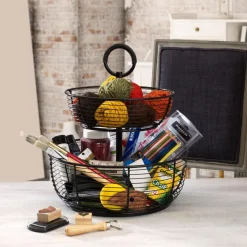 Fruit And Storage Baskets|Gourmet Basics® 3 Tier Round Wrap Basket