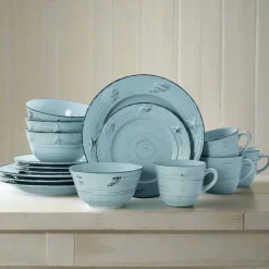 Dinnerware Service For 4|Pfaltzgraff® Trellis Coastal Teal 16 Piece Dinnerware Set, Service for 4