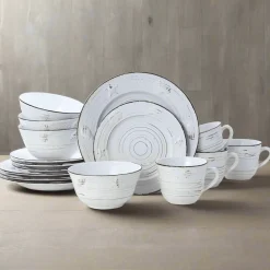Dinnerware Service For 4|Pfaltzgraff® Trellis Coastal White 16 Piece Dinnerware Set, Service for 4