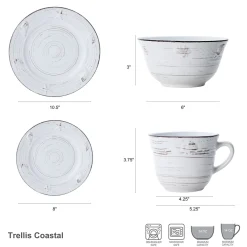 Dinnerware Service For 4|Pfaltzgraff® Trellis Coastal White 16 Piece Dinnerware Set, Service for 4