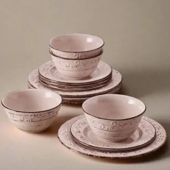 Dinnerware Service For 4|Pfaltzgraff® Trellis Pink 12 Piece Dinnerware Set, Service for 4