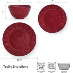 Dinnerware Service For 4|Pfaltzgraff® Trellis Snowflakes 12 Piece Dinnerware Set, Service for 4