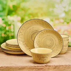 Dinnerware Service For 4|Pfaltzgraff® Trellis Sunflower 12 Piece Dinnerware Set, Service for 4