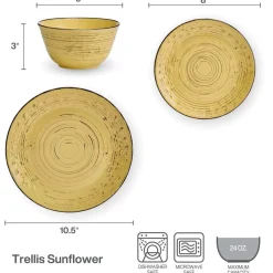 Dinnerware Service For 4|Pfaltzgraff® Trellis Sunflower 12 Piece Dinnerware Set, Service for 4