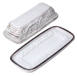 Butter Dishes|Pfaltzgraff® Trellis White Covered Butter Dish