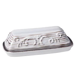 Butter Dishes|Pfaltzgraff® Trellis White Covered Butter Dish