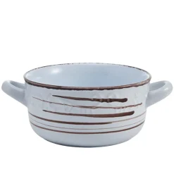 Soup Cereal Bowls|Pfaltzgraff® Trellis White Double Handled Soup Bowl