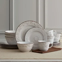 Dinnerware Service For 4|Pfaltzgraff® Trellis White 16 Piece Dinnerware Set, Service for 4