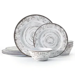 Dinnerware Service For 4|Pfaltzgraff® Trellis White 12 Piece Outdoor Melamine Dinnerware Set, Service for 4