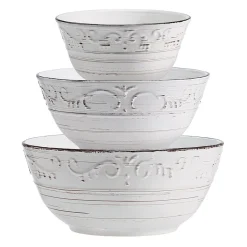 Serve Bowls|Pfaltzgraff® Trellis White Set of 3 Serving Bowls