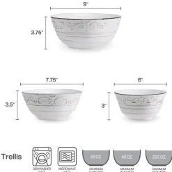 Serve Bowls|Pfaltzgraff® Trellis White Set of 3 Serving Bowls