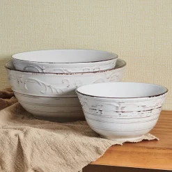 Serve Bowls|Pfaltzgraff® Trellis White Set of 3 Serving Bowls