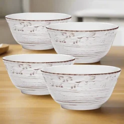 Soup Cereal Bowls|Pfaltzgraff® Trellis White Set of 4 Soup Cereal Bowls
