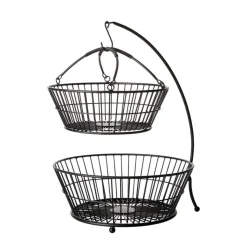 Fruit And Storage Baskets|Gourmet Basics® Tully 2 Tier Fruit Storage Basket with Banana Hook