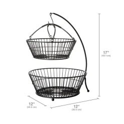 Fruit And Storage Baskets|Gourmet Basics® Tully 2 Tier Fruit Storage Basket with Banana Hook