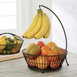 Fruit And Storage Baskets|Gourmet Basics® Tully 2 Tier Fruit Storage Basket with Banana Hook