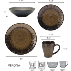 Dinnerware Service For 4|Gourmet Basics® Verona 16 Piece Dinnerware Set, Service for 4