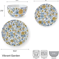 Dinnerware Service For 4|Pfaltzgraff® Vibrant Garden 12 Piece Dinnerware Set, Service for 4