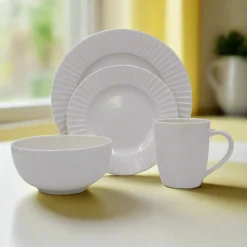 Dinnerware Service For 8|Pfaltzgraff® White Embossed 32 Piece Dinnerware Set, Service for 8