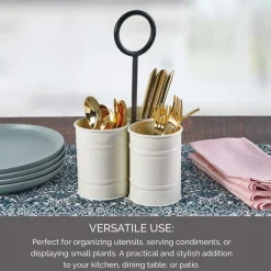 Flatware Caddies|Towle® Living White Flatware Metal Storage Caddy