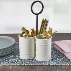 Flatware Caddies|Towle® Living White Flatware Metal Storage Caddy