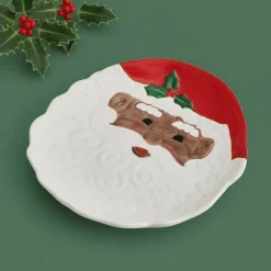 Appetizer Plates|Pfaltzgraff® Winterberry® African American Santa Figural Cookie Plate
