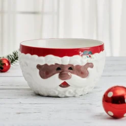 Soup Cereal Bowls|Pfaltzgraff® Winterberry® African American Jolly Santa Sculpted Cereal Bowl