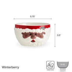 Soup Cereal Bowls|Pfaltzgraff® Winterberry® African American Jolly Santa Sculpted Cereal Bowl