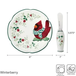 Appetizer Plates|Pfaltzgraff® Winterberry® Cardinal Appetizer Plate with Spreader