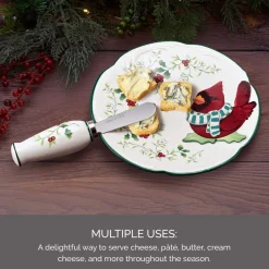 Appetizer Plates|Pfaltzgraff® Winterberry® Cardinal Appetizer Plate with Spreader