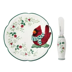 Appetizer Plates|Pfaltzgraff® Winterberry® Cardinal Appetizer Plate with Spreader
