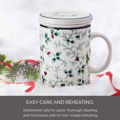 Teacups|Pfaltzgraff® Winterberry® Covered Mug with Tea Infuser