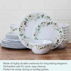 Dinnerware Service For 8|Pfaltzgraff® Winterberry® Melamine 24 Piece Dinnerware Set, Service for 8