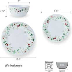 Dinnerware Service For 8|Pfaltzgraff® Winterberry® Melamine 24 Piece Dinnerware Set, Service for 8