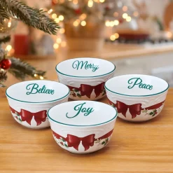 Soup Cereal Bowls|Pfaltzgraff® Winterberry® Ribbon Set of 4 Dessert Fruit Bowls