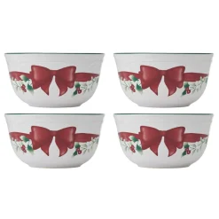 Soup Cereal Bowls|Pfaltzgraff® Winterberry® Ribbon Set of 4 Dessert Fruit Bowls