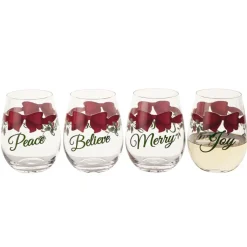 Drinking Glasses|Pfaltzgraff® Winterberry® Ribbon Set of 4 Stemless Wine Glasses