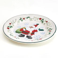Salad Plates|Pfaltzgraff® Winterberry® Set of 4 African American Jolly Santa Salad Plate
