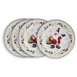 Salad Plates|Pfaltzgraff® Winterberry® Set of 4 African American Jolly Santa Salad Plate