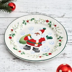 Salad Plates|Pfaltzgraff® Winterberry® Set of 4 African American Jolly Santa Salad Plate