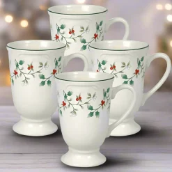 Coffee Mugs|Pfaltzgraff® Winterberry® Set of 4 Footed Mugs