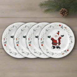 Salad Plates|Pfaltzgraff® Winterberry® Set of 4 Jolly Santa Salad Plates