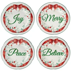 Salad Plates|Pfaltzgraff® Winterberry® Set of 4 Red Ribbon Salad Plates