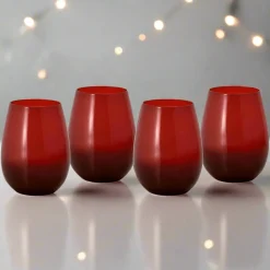 Drinking Glasses|Pfaltzgraff® Winterberry® Set of 4 Red Stemless Wine Glasses