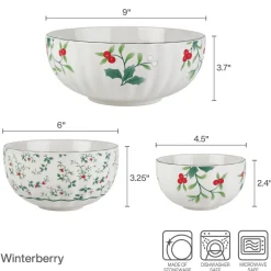 Serve Bowls|Pfaltzgraff® Winterberry® Set of 3 Scalloped Serving Bowls