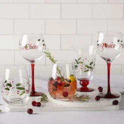 Drinking Glasses|Pfaltzgraff® Winterberry® Set of 4 Sentiments Wine Goblets