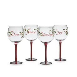 Drinking Glasses|Pfaltzgraff® Winterberry® Set of 4 Sentiments Wine Goblets