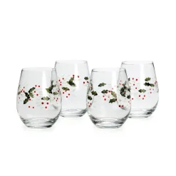 Drinking Glasses|Pfaltzgraff® Winterberry® Set of 4 Stemless Wine Glasses